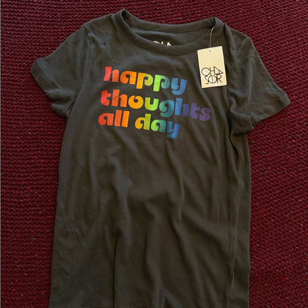 Chaser Black Tee with Rainbow Text